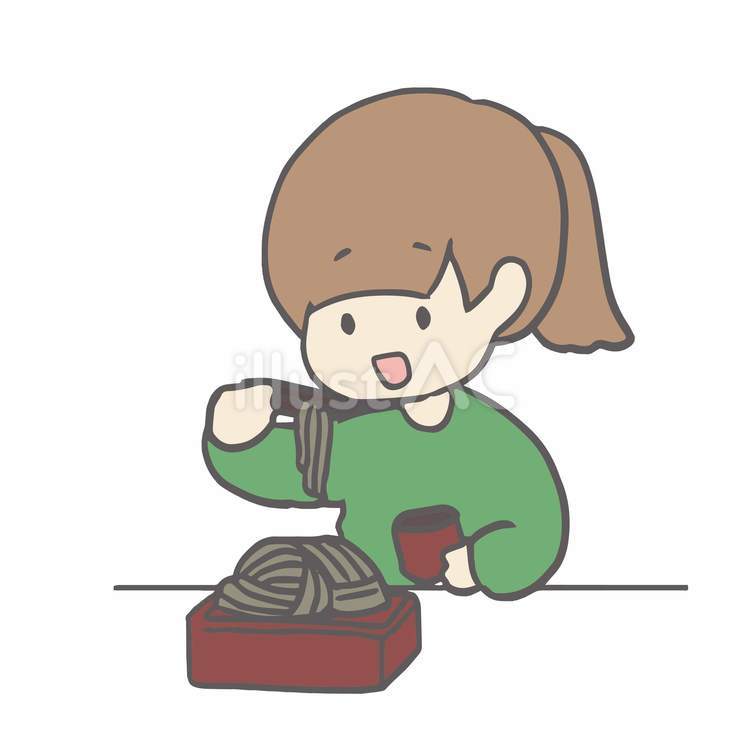 蕎麦を食べる女の子 女の子,人物,かわいいのイラスト素材