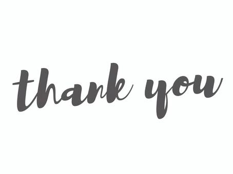 thankyou 手書き風文字（黒グレー thank,you,サンキュー,ありがとう,感謝,英語,英字,文字,アルファベット,筆記体のイラスト素材