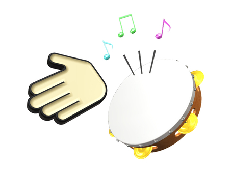 タンバリン（タンブリン）と手 タンバリン,楽器,打楽器,タンブリン,音符,音楽,学校,カラオケ,手,叩くのイラスト素材