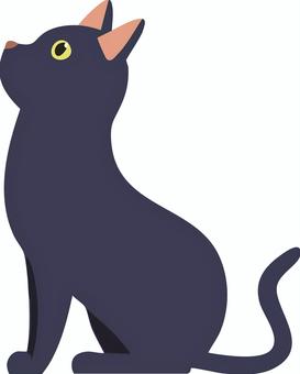 上方を見上げる黒猫 猫,黒猫,ペット,保護猫,地域猫,動物のイラスト素材