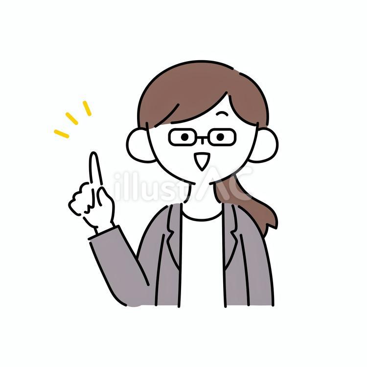 指を差して紹介するスーツの女性のイラスト スーツ,会社員,社会人のイラスト素材