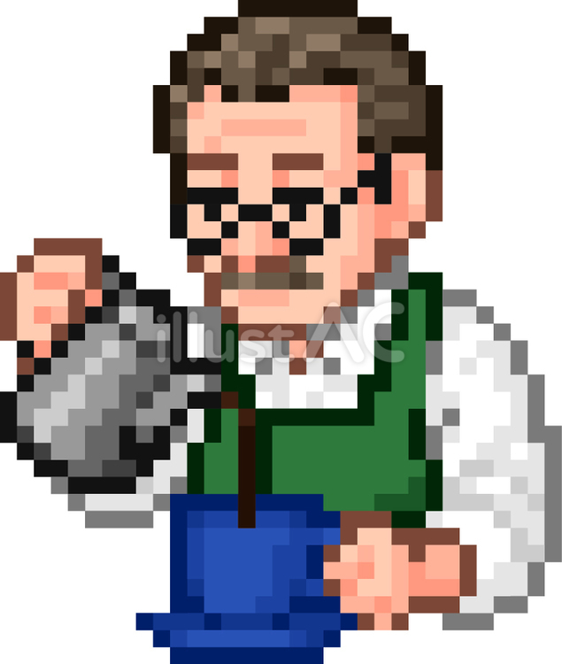 ドット絵の喫茶店のマスターです。 ドット絵,喫茶店,シンプルのイラスト素材
