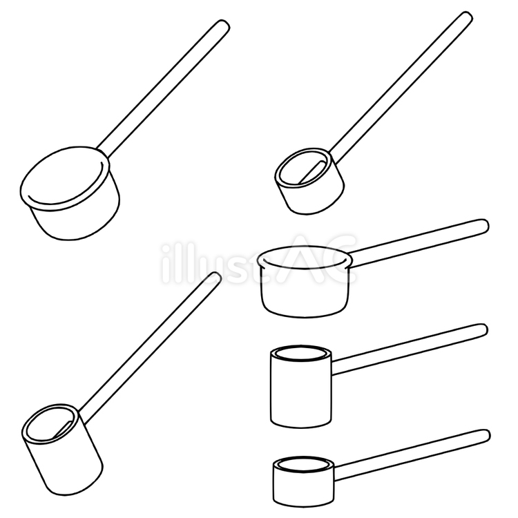 ひしゃくの線画 ひしゃく,和食器,線画のイラスト素材