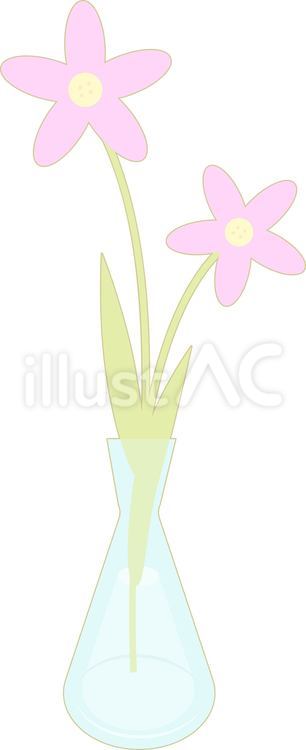可憐なピンクの花の一輪挿しのイラスト 花,花瓶,一輪挿しのイラスト素材