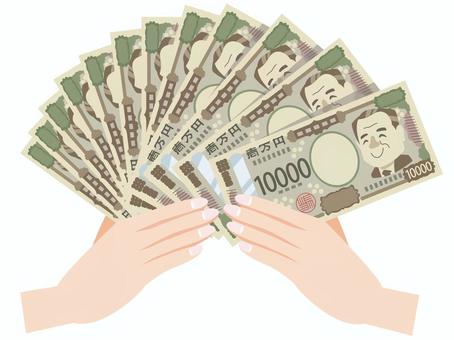 たくさんの一万円札を持つ手 たくさんの一万円札を持つ手 お金,札束,手,紙幣,日本円,一万円札,現金,新札,銀行,貯金のイラスト素材