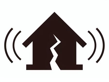 家 地震,アイコン,モノクロ,一色,シンプル,黒,揺れ,災害,家,一軒家のイラスト素材