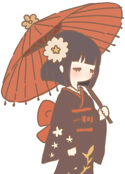 和傘の少女 和傘,傘,日傘,和風,日本,伝統,行事,女の子,人物,瞑るのイラスト素材