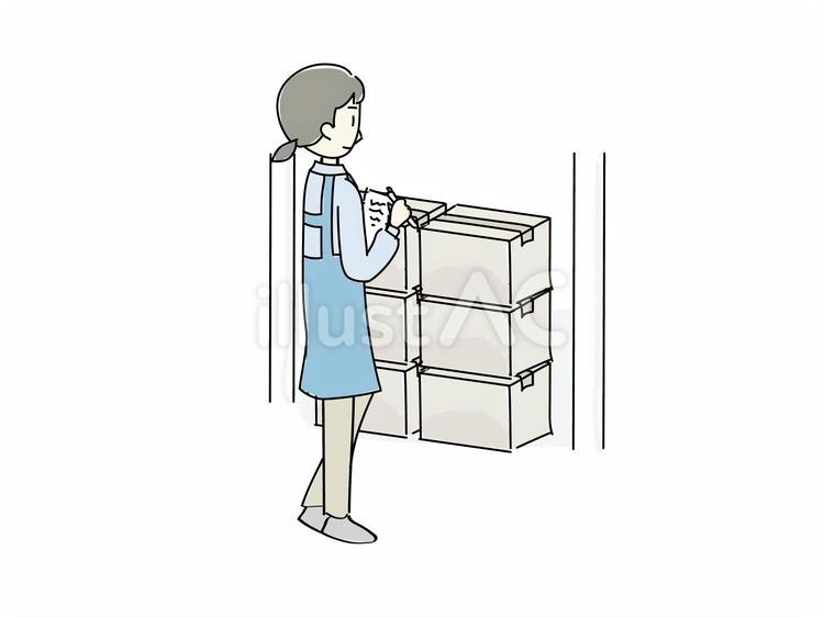 女性販売員　在庫管理 販売員,在庫管理,棚卸しのイラスト素材