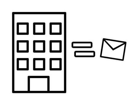 企業からのメール 企業,会社,ビル,メール,線画,マーク,送信,返信,連絡,やりとりのイラスト素材