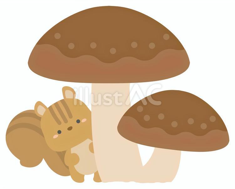 リスときのこ05 秋,きのこ,リスのイラスト素材