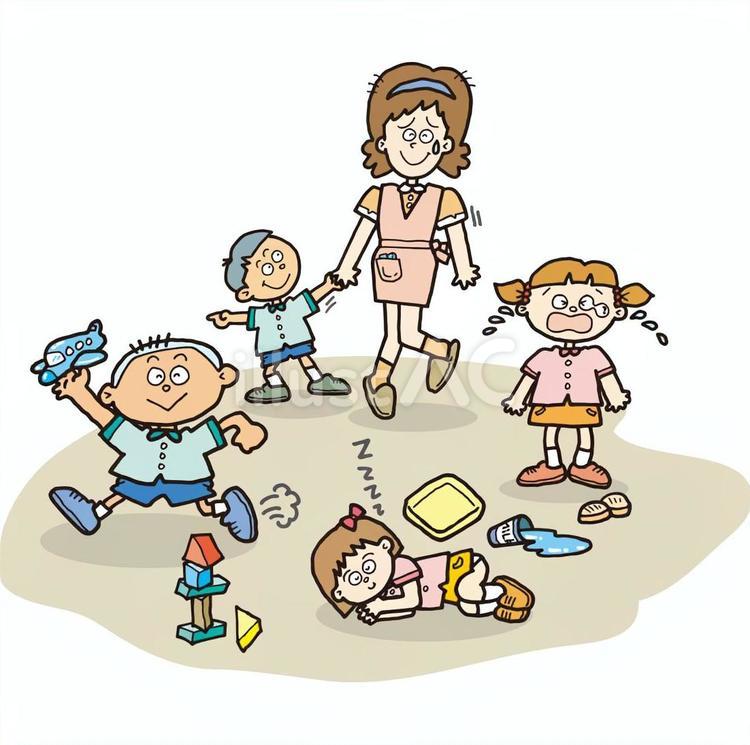 アハハハ〜大変だ〜 保育園,子供,保育士のイラスト素材