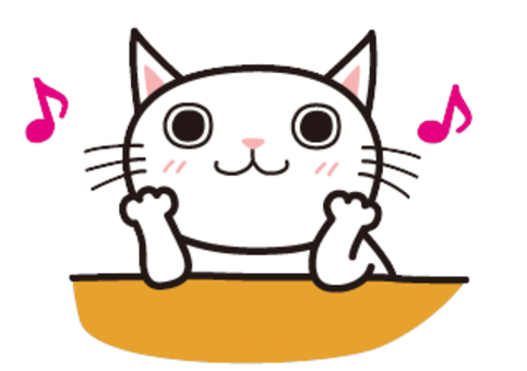 楽しみ猫 ねこ,動物,かわいい,シンプル,正面,ワンポイント,カット,挿し絵,楽しみ,ウキウキのイラスト素材