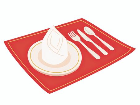 テーブルセット テーブルセット,食器,皿,フォーク,ナイフ,スプーン,ディナー,レストラン,ナプキン,パーティーのイラスト素材