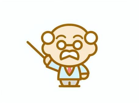 解説する博士　帽子なしブルー 博士,解説,先生,人物,授業のイラスト素材