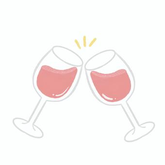 乾杯　赤ワイン 乾杯,赤ワイン,ワイン,お酒,お祝い,手描き,水彩,ナチュラル,シンプル,素材のイラスト素材