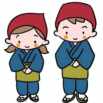 和菓子屋の男女店員 和菓子屋の男女店員 和菓子,店員,男女のイラスト素材