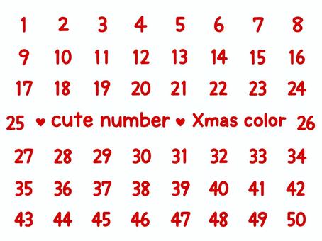 かわいい数字セット（Xmasカラー） 数字,番号,クリスマス,クリスマスカラー,12月,セット,素材,パーツ,シンプル,かわいいのイラスト素材