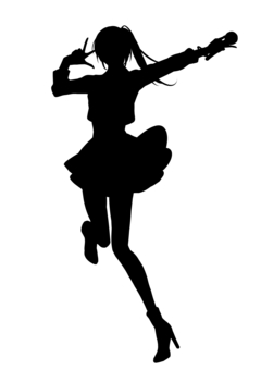 歌って踊るアイドルの女の子14 アイドル,スカート,女の子,シルエット,女性,ダンス,踊る,長髪,ハイヒール,ロングヘアのイラスト素材