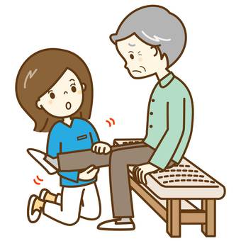 リハビリ 足伸ばしてみましょうね3 リハビリ 足伸ばしてみましょうね3 整体,リハビリ,病院,医者,医療,医療機関,クリニック,男性,女性,仕事のイラスト素材