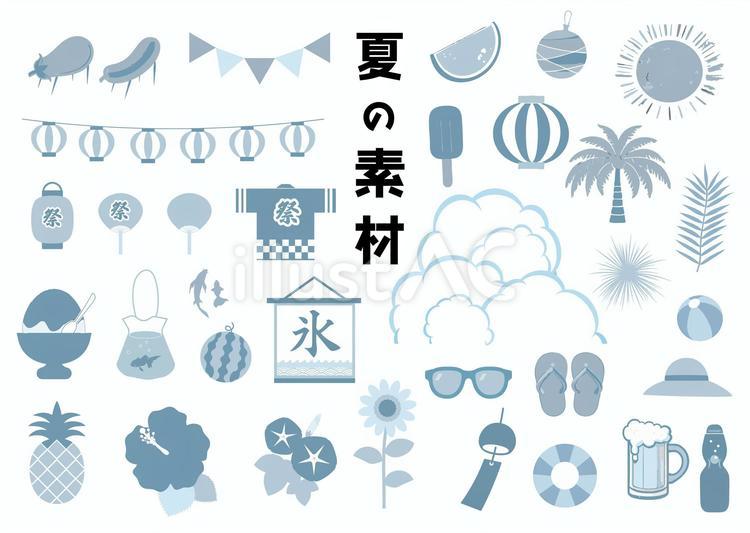 夏の素材A3-青 夏祭り,夏,祭りのイラスト素材