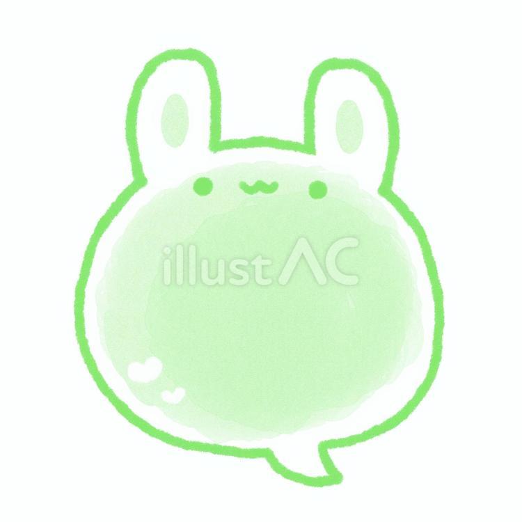 兎の吹き出し-緑 吹き出し,黄緑,うさぎのイラスト素材