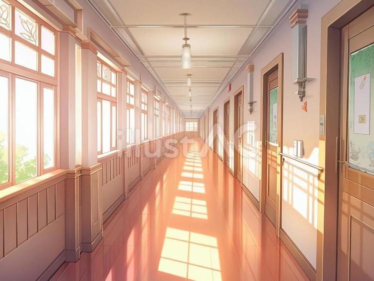 廊下 廊下,内装,学校のイラスト素材