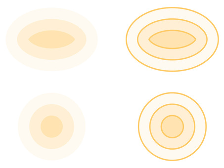 ターゲット、波紋、電波風の同心円セット フレーム,背景,グラデーション,同心円,抽象,楕円,オレンジ,淡い,パステル,モダンのイラスト素材