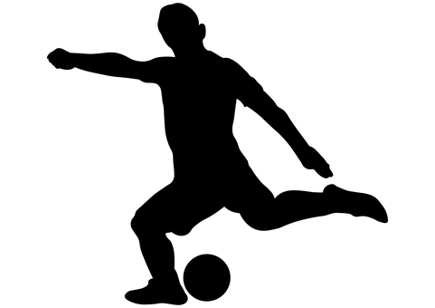 サッカー選手のシルエット30 サッカー,シュート,かっこいい,体勢,人間,男,成人,影,人影,シンプルのイラスト素材