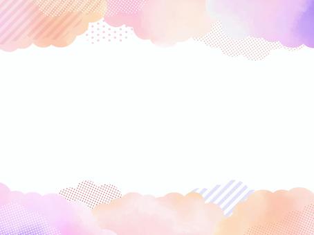 水彩素材_フレーム07 フレーム,かわいい,枠,バナー,水彩,くも,カラフル,にじみ,壁紙,背景のイラスト素材