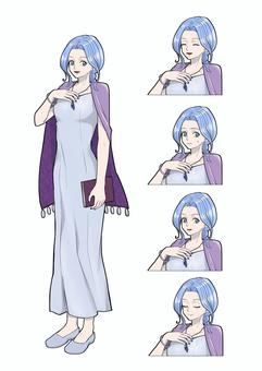 水色の魔女 女性,ファンタジー,ロールプレイング,ゲーム,冒険,魔女,本,異世界,水色,表情のイラスト素材