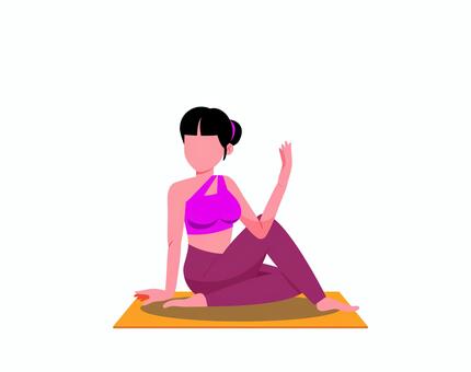 ヨガ 0152 ヨガ,女性,ポーズ,ストレッチ,運動,フィットネス,人物,健康,柔軟,スポーツのイラスト素材