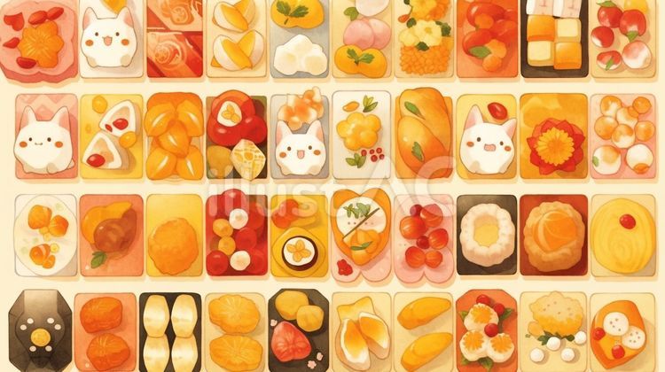 かわいい形のスイーツとフルーツ かわいい,スイーツ,フルーツのイラスト素材