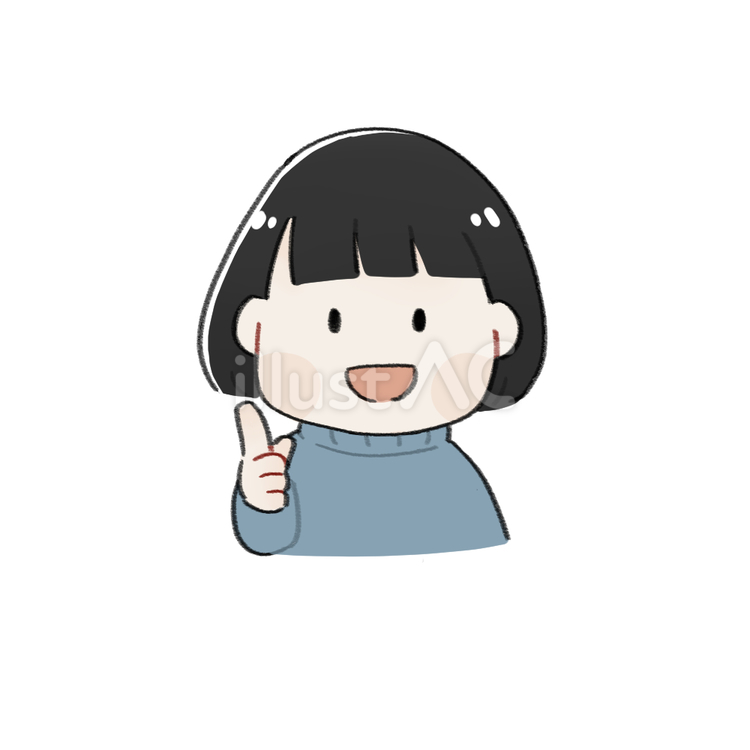 手描き風　指を立てる女の子 手描き風,女の子,ボブヘアーのイラスト素材