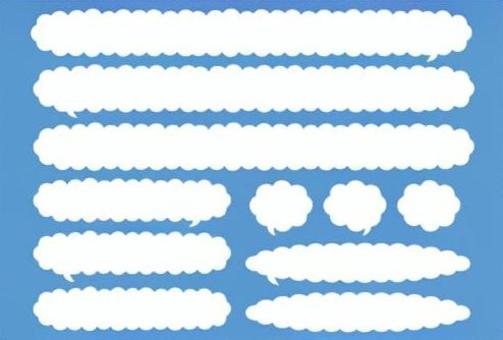 横長のふきだしセット 横長,ふきだし,セット,雲,吹き出しのイラスト素材