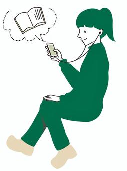 オーディオブック、読書バリアフリー 人物,オーディオブック,電子書籍,読書,バリアフリー,本,図書,聞く,多様性,音声のイラスト素材
