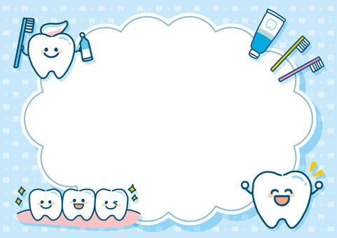 歯のかわいいフレーム01 歯,歯医者,歯磨き,フレーム,かわいい,見出し,飾り,可愛い,おしゃれ,チラシのイラスト素材