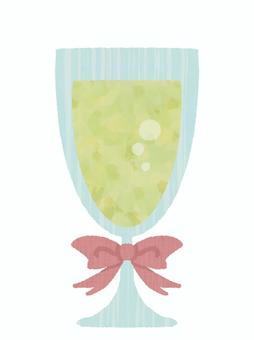 リボンのついたシャンパングラス シャンパン,シャンペン,グラス,リボン,お酒,アルコール,西洋酒,飲み物,スパークリングワイン,緑色のイラスト素材