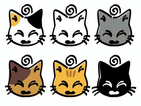 ビクビク困り顔の子猫_色ズレゆるい絵 ビクビク困り顔の子猫_色ズレゆるい絵 子猫,ビクビク,困った,モヤモヤ,そわそわ,顔,渦,ネコ,手書き,手描きのイラスト素材