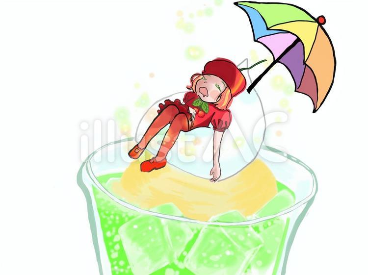 さくらんぼちゃん さくらんぼ,擬人化,昼寝のイラスト素材