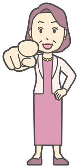  お金持ちマダム-236-全身 指さす,笑顔,おばさん,中年,女性,富裕層,マダム,裕福,お金持ち,ミセスのイラスト素材