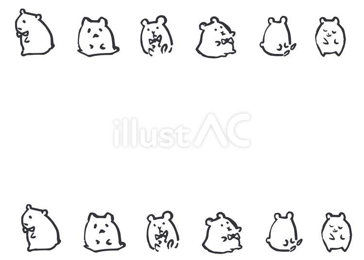 動物の線画イラスト　ハムスター ハムスターの線画イラスト、アイコン、素材、背景なし、動物