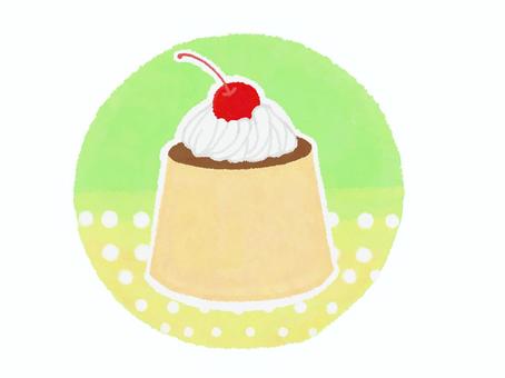プリン２ プリン,おやつ,食べ物,さくらんぼ,ホイップクリーム,絵本風イラストのイラスト素材