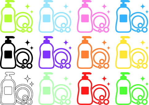 ピクトグラムの食器洗剤です。 ピクトグラム,食器洗剤,シンプル,洗剤,キッチン,台所,皿洗い,泡,清掃,手洗いのイラスト素材