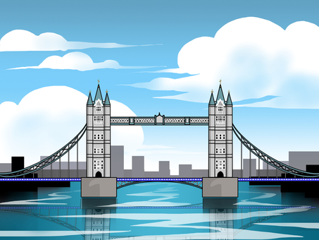 タワー・ブリッジとテムズ川 タワーブリッジ,橋,ロンドン,テムズ川,可動橋,建造物,建物,交通,イギリス,シンボルのイラスト素材