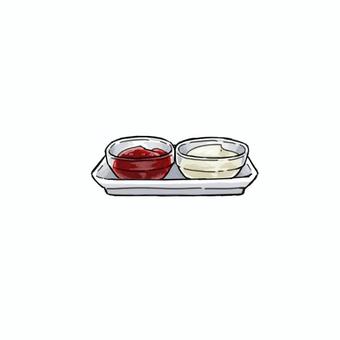 ソース ソース,調味料,食べ物,皿,おいしいのイラスト素材