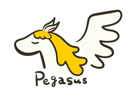 ゆるいペガサスのイラスト ペガサス,天馬,ギリシャ神話,翼,羽,伝説,神話,美しい,馬,幻想的のイラスト素材