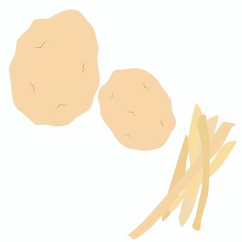 じゃがいも じゃがいも,いも,ポテト,フライ,フライドポテト,食べ物,イラスト,素材,シンプル,単品のイラスト素材