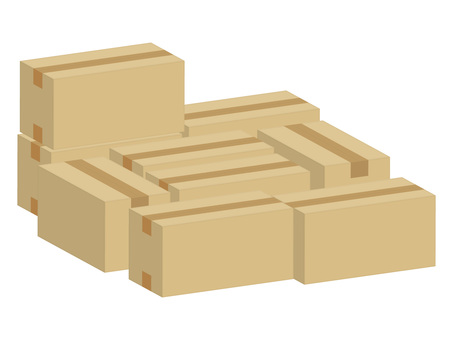 雑然と置かれたダンボールダンボール箱 ダンボール,段ボール,雑然,乱雑,箱,荷物,梱包,保管,保存のイラスト素材