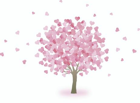 ハートの木 木,ハート,四季,季節,やさしい,グラデーション,カラフル,春のイラスト素材
