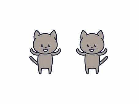 両手を上げる猫 両手を上げる猫 猫,ネコ,動物,ペット,子猫,こねこ,キャット,哺乳類,ワンポイント,可愛いのイラスト素材